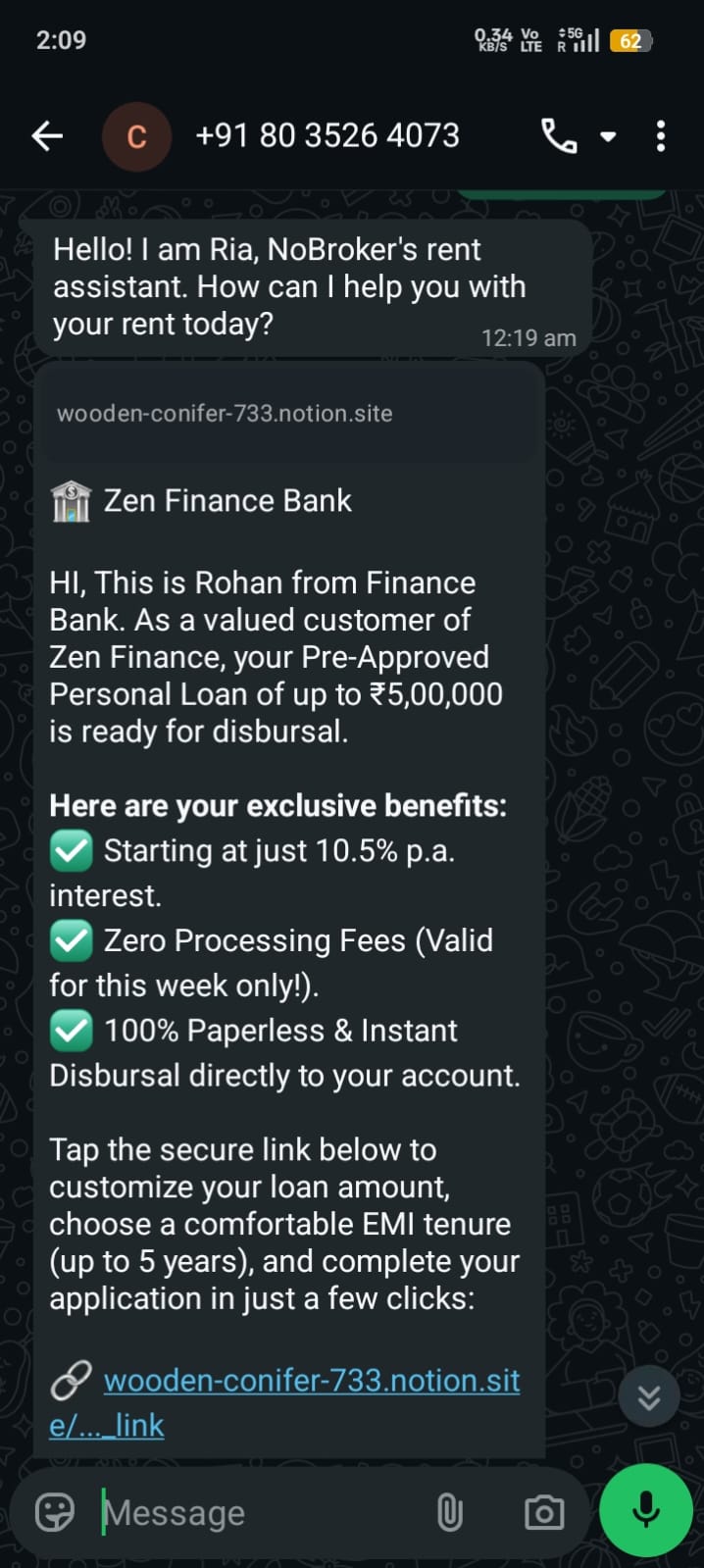 Rich WhatsApp template created through ConvoZen